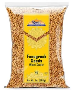 rani fenugreek (methi) seeds whole 7oz (200g) trigonella foenum graecum ~ all natural | vegan | gluten friendly | non-gmo| kosher | indian origin, used in cooking & ayurvedic spice