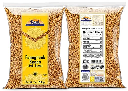 Rani Fenugreek (Methi) Seeds Whole 7oz (200g) Trigonella foenum graecum ~ All Natural | Vegan | Gluten Friendly | Non-GMO| Kosher | Indian Origin, used in cooking & Ayurvedic spice