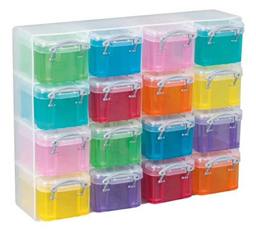 Really Useful Box 16x0.14 Litre Plastic Storage Box Organiser Clear & Assorted