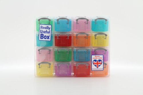 Really Useful Box 16x0.14 Litre Plastic Storage Box Organiser Clear & Assorted