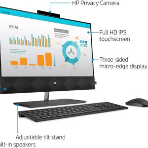 HP Pavilion 24 Desktop 4TB SSD 64GB RAM (Intel 10th gen Processor with Six cores and Turbo Boost to 4.30GHz, 64 GB RAM, 4 TB SSD, 24" Touchscreen FullHD, Win 10) PC Computer All-in-One