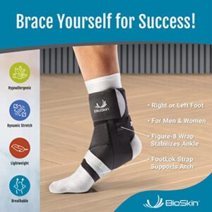 BIOSKIN TriLok Ankle Brace for Women & Men - Ankle Brace for Sprained Ankle, Plantar Fasciitis Relief, Foot Arch Support, Peroneal Tendonitis Relief, & PTTD Support