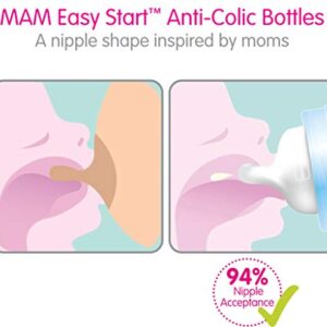 MAM Easy Start Anti-Colic Bottle, 9 Ounce (1-Count), Baby Essentials, Medium Flow Bottles with Silicone Nipple, Unisex Baby Bottles, Designs May Vary