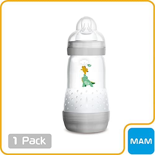 MAM Easy Start Anti-Colic Bottle, 9 Ounce (1-Count), Baby Essentials, Medium Flow Bottles with Silicone Nipple, Unisex Baby Bottles, Designs May Vary