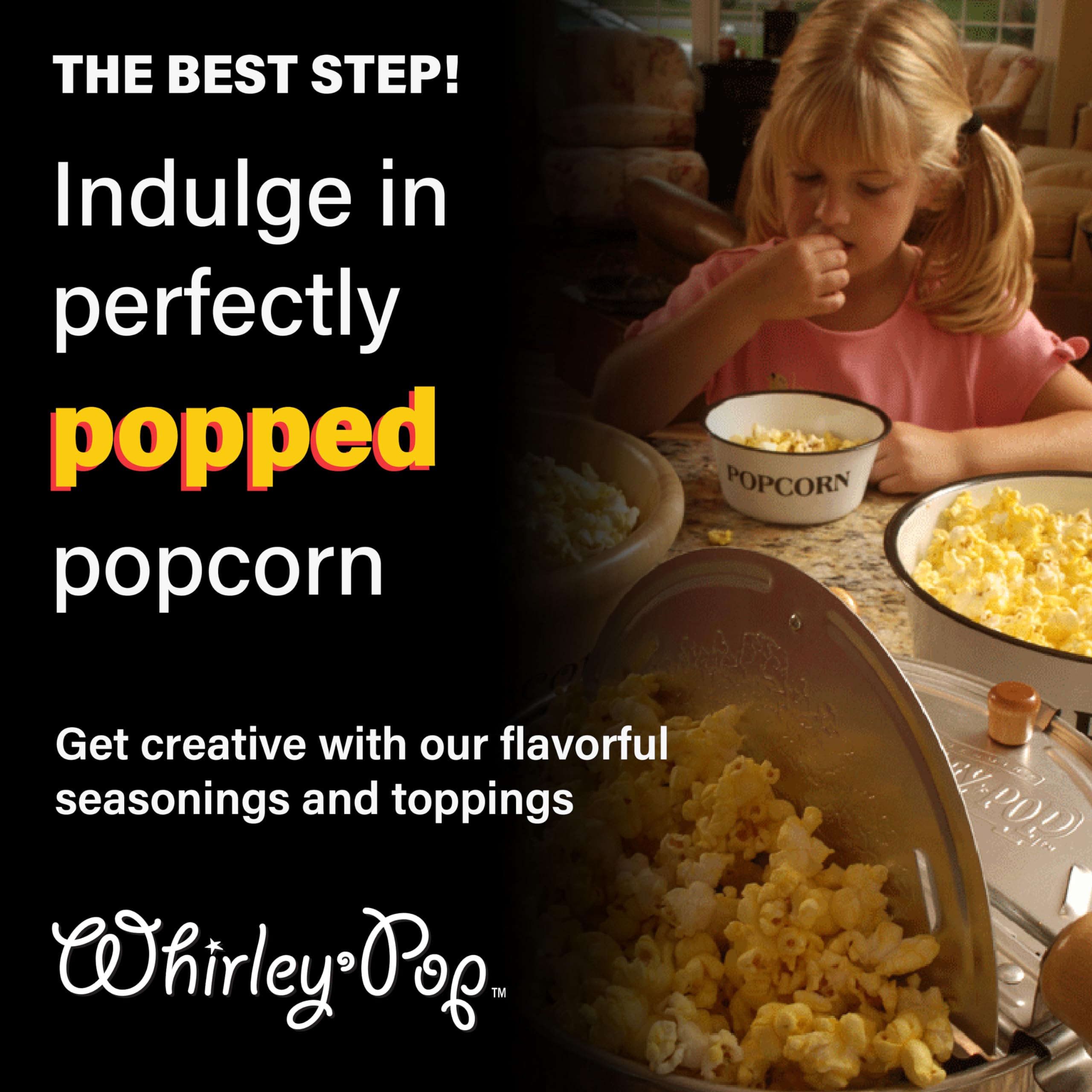 Original Whirley Pop Popcorn Maker - 6 Quart Stovetop Popcorn Popper With Five Popping Kits, Aluminum Popcorn Pot With Metal Gears, Wabash Valley Farms Stove Top Popcorn Maker, Popcorn Pan (Silver)