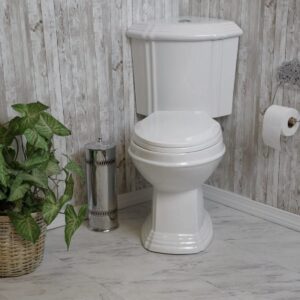 renovators supply sheffield corner elongated toilet bowl - heavy duty 2-piece oval toilet in white - watersense dual flush with slow close toilet seat - grade a, porcelain scratch and stain resistant