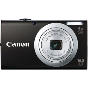 canon powershot a2400 is 16.0 mp digital camera with 5x optical image stabilized zoom 28mm wide-angle lens with 720p full hd video recording and 2.7-inch touch panel lcd (black)