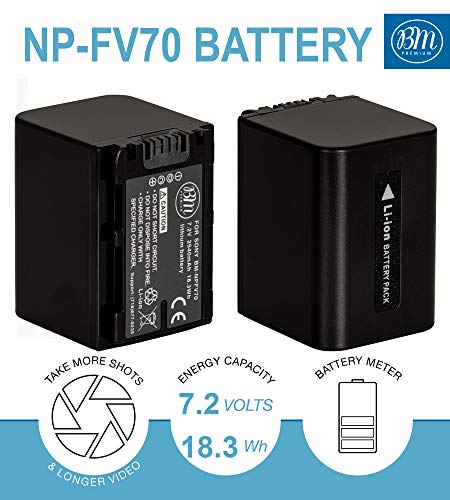 Pack Of 2 NP-FV70 Batteries & Battery Charger Kit for Sony HDR-CX190 HDR-CX200 HDR-CX210 HDR-CX220 HDR-CX230 HDR-CX260V HDR-CX290 HDR-CX380 HDR-CX430V HDR-CX580V HDR-CX760V HDR-PJ230 HDR-PJ380 HDR-PJ430V HDR-PJ580V HDR-PJ650V HDR-PJ710V HDR-PJ760V HDR-PV7