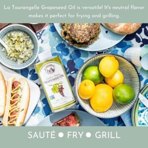 La Tourangelle, Expeller-Pressed Grapeseed Oil, High Heat Neutral Cooking Oil, Cast Iron Seasoning, Also Great for Skin, Hair, and DIY Beauty Recipes, 16.9 fl oz