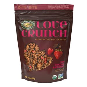 love crunch organic dark chocolate and red berries granola, 11.5 ounce, non-gmo, fair trade, by nature's path