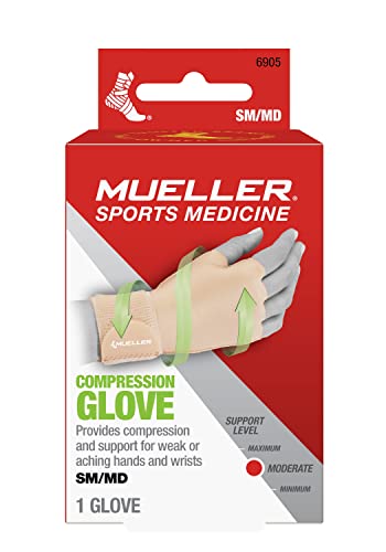 MUELLER Sports Medicine Arthritis Compression Glove, Hand and Wrist Support, Fits Right or Left Hand, For Men and Women, Beige, Small/Medium