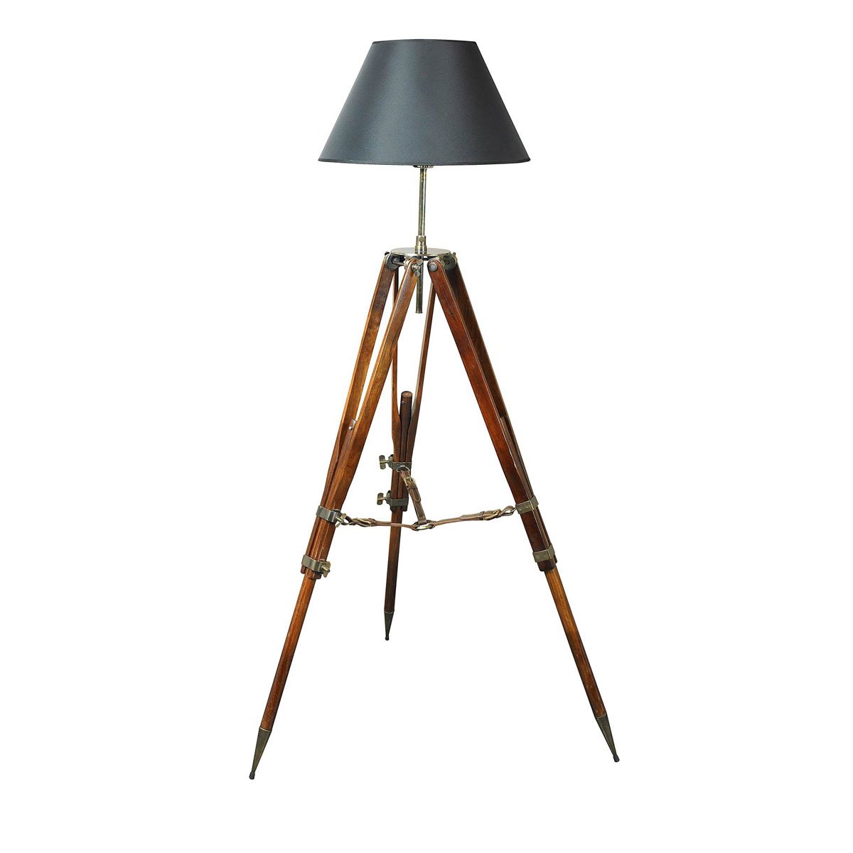 NauticalMart Authentic Models Campaign Tripod Lamp, Black Shade