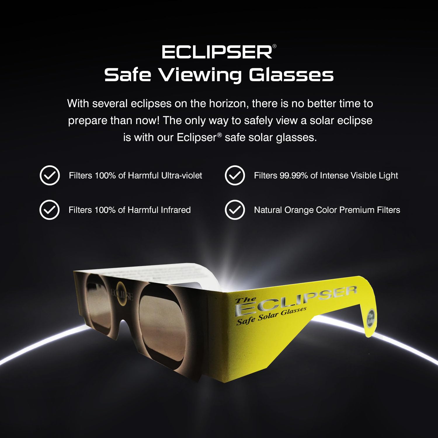 The Eclipser Glasses - American Paper Optics Eclipse Safety Glasses - Eye Protection Glasses for Solar Viewing - Solar Eclipse Glasses for School Science Fairs & Eclipse Viewing, (Original, Pack of 5)