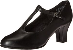 capezio womens jr. footlight t-strap dance shoe, black, 8 us