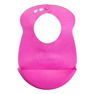 Tommee Tippee Easi-Roll Baby Bib, Crumb & Drip Catcher, Pink & Teal - 7+ Months, 2 Count