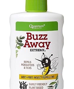 Quantum Health Buzz Away Extreme Insect Repellent DEET Free Cedarwood Lemongrass & Citronella Oil Outdoor Mosquito & Tick Bug Spray Powerful Plants Repel Bugs Off Your Skin, Safe for Kids - 8 Ounce