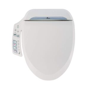 biobidet ultimate bb-600 bidet toilet seat, adjustable heated seat and freshwater, dual nozzle sprayer, posterior feminine wash, round