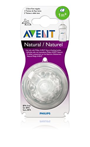 Philips AVENT BPA Free Natural Slow Flow Nipples, 2-Pack.