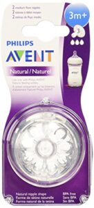 philips avent bpa free natural medium flow nipples, 2-pack