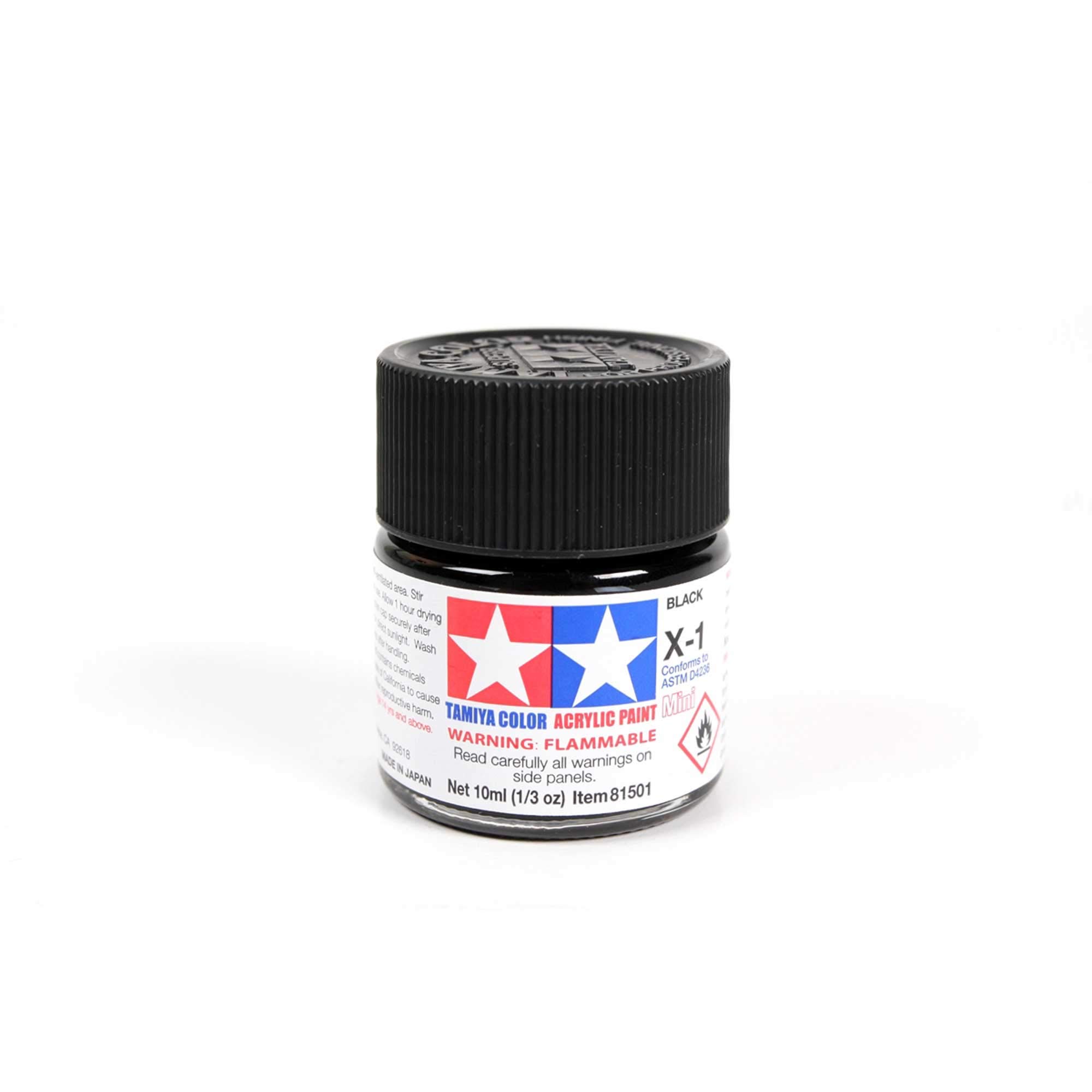 TAMIYA Acrylic Mini X1 Black TAM81501 Plastics Paint Acrylic