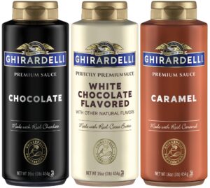 ghirardelli squeeze bottles - caramel, chocolate & white chocolate - set of 3