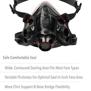 North by Honeywell 7700 Series Niosh-Approved Half Mask Silicone Respirator, Medium (770030M), Black