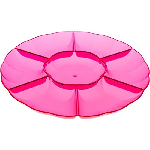 Amscan Party Perfect Premium Chip & Dip Tray Serve Ware, Bright Pink, Plastic, 16" Party Supplies