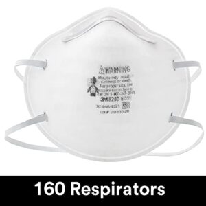3M N95 Particulate Respirator 8200, 160/Case, Disposable, Sweeping, Sanding, Grinding, Sawing, Bagging, Dust, 8 Packs of 20 Respirators