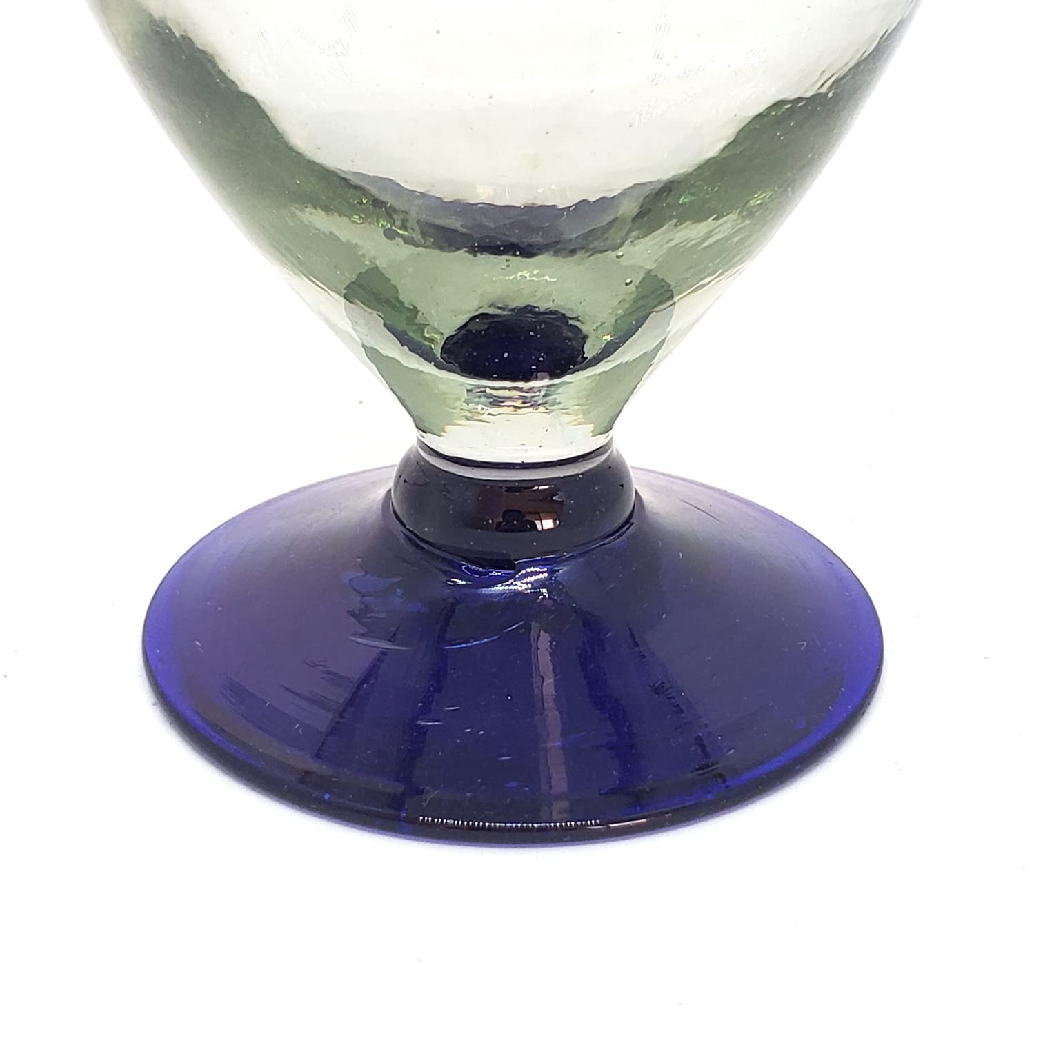 Cobalt Blue Rim 12 oz Short Stem Wine Glasses (set of 6), Recycled Glass, Lead-free, Toxin-Free (12oz Short Stem)