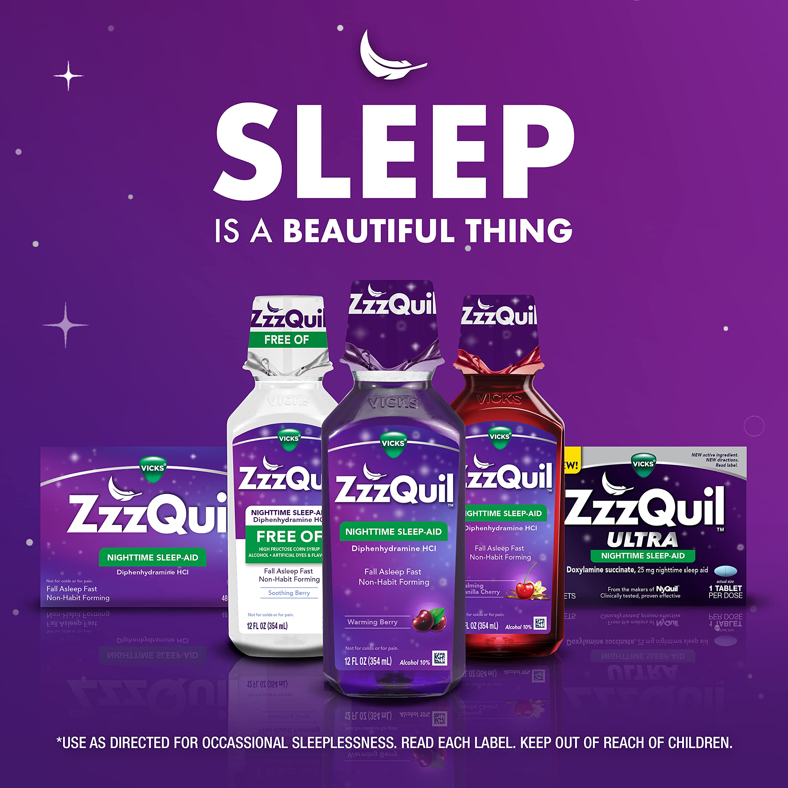 ZzzQuil, Nighttime Sleep Aid LiquiCaps, 25 mg Diphenhydramine HCl, No.1 Sleep-Aid Brand, Non-Habit Forming, Fall Asleep Fast, 12 Count