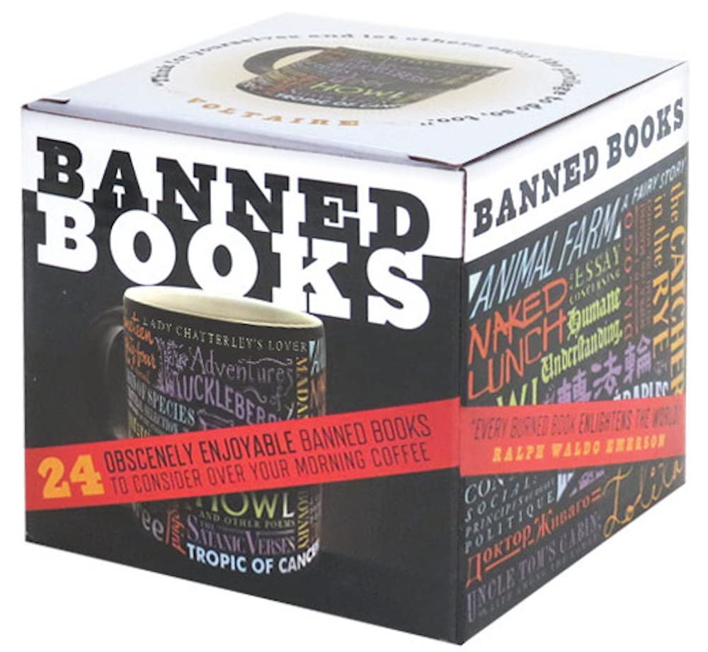 The Unemployed Philosophers Guild Banned Book Coffee Mug - Colorfully Lists 24 Famously Banned Books, Comes in a Fun Gift Box, 12 oz