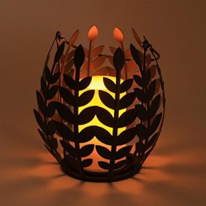 pacific accents wisteria leaf basket with flameless candle