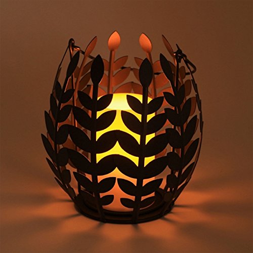 Pacific Accents Wisteria Leaf Basket with Flameless Candle