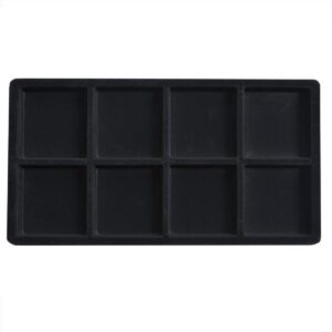 display and fixture store black flocked plastic jewelry tray insert ~ 8 compartment