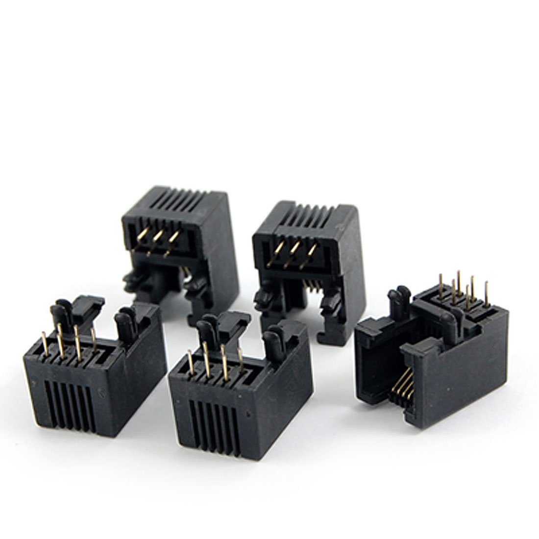 uxcell 5 Pcs 6P6C 6 Pin RJ11 Modular Connector Telephone PCB Jacks