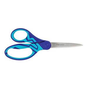 fiskars 7" softgrip student scissors for kids 12-14 - scissors for school or crafting - back to school supplies - color may vary
