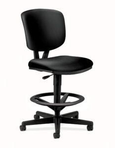 hon, black volt leather office chair sit-to-stand seating, foot ring, 250lb max weight with wheels for computer/desk, task stool