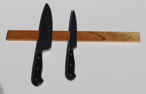hand crafted hard wood magnetic knife rack, 18" cherry, wall mounted
