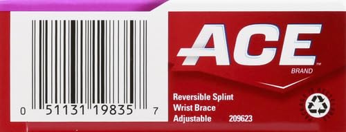 ACE Reversible Splint Wrist Brace, Provides moderate-stabilizing support to sore, weak and injured wrists, Adjustable, Gray, 1/Pack