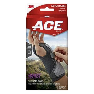 ACE Reversible Splint Wrist Brace, Provides moderate-stabilizing support to sore, weak and injured wrists, Adjustable, Gray, 1/Pack