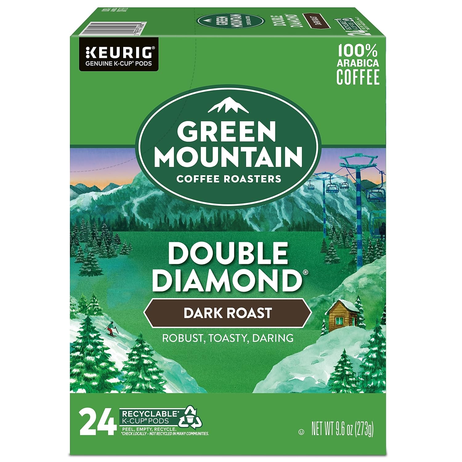 Green Mountain Coffee Roasters Double Diamond, Single-Serve Keurig K-Cup Pods, Dark Roast Coffee Pods, 96 Count