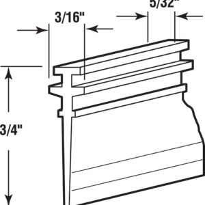 Prime-Line M 6040 Shower Door Bottom Sweep, Double Tee Insert Shape, 3/4 In., 36 In. (Single Pack)