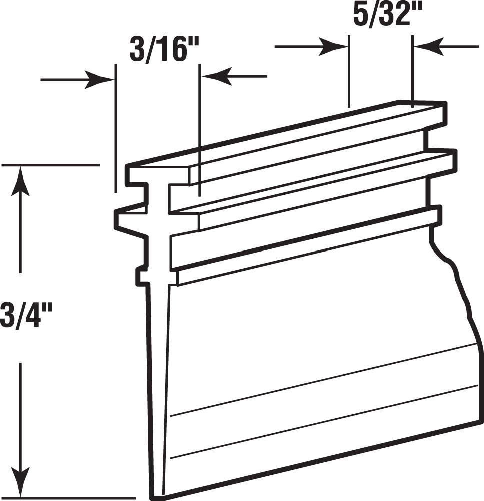 Prime-Line M 6040 Shower Door Bottom Sweep, Double Tee Insert Shape, 3/4 In., 36 In. (Single Pack)