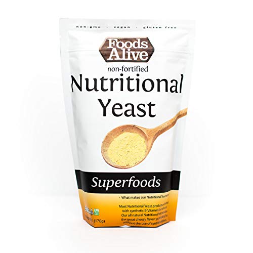 Foods Alive Non-Fortified Premium Nutritional Yeast Flakes, 6 ounce Unfortified vegan cheese powder seasoning