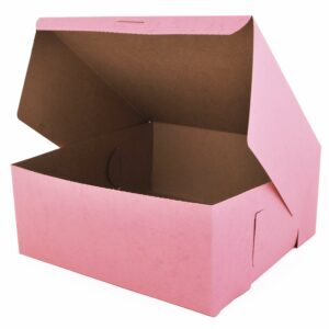 Southern Champion Tray 0887 Pink Paperboard Non-Window Lock-Corner Bakery Box 12" Length x 12" Width x 5" Height (Case of 100)