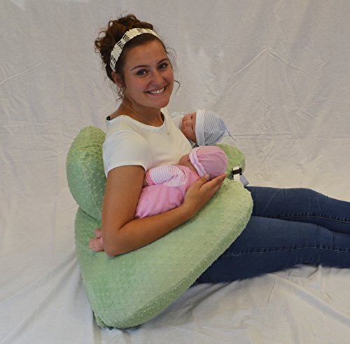 Twin Z Pillow Green, The Only 6 in 1 Twin Pillow for Breastfeeding, Bottlefeeding, Tummy Time and Support, A Must Have for Twins