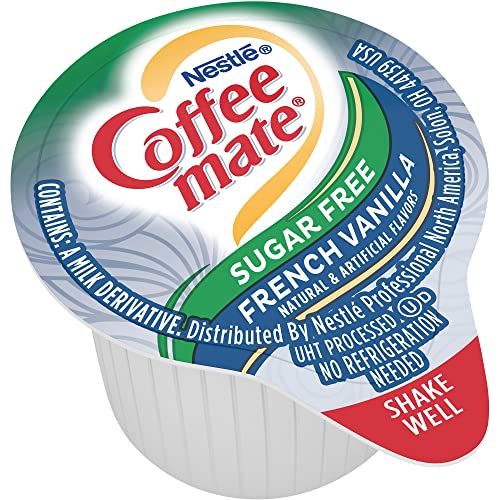 Nestle Coffee mate Coffee Creamer, Sugar Free French Vanilla, Liquid Creamer Singles, Non Dairy, No Refrigeration, Box of 50 Singles