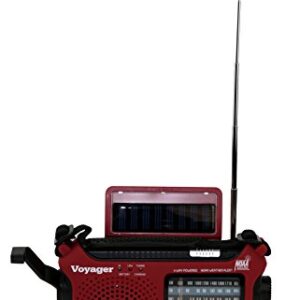 Kaito KA500IP-RED Voyager Solar/Dynamo AM/FM/SW NOAA Weather Radio with Alert and Cell Phone Charger, Red