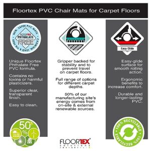 Floortex Chair Mat 48" x 60" for Low Pile Carpets, Clear, Model:FRPF1115225EV