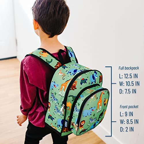 Wildkin 12-Inch Kids Backpack for Boys & Girls, Perfect for Daycare and Preschool, Toddler Bags Features Padded Back & Adjustable Strap, Ideal for School & Travel Backpacks (Wild Animals)